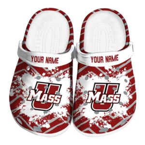 personalized umass minutemen zigzag paint burst clog best selling