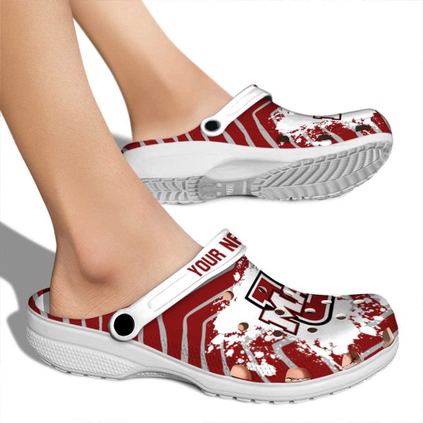 personalized umass minutemen zigzag paint burst clog fashion forward