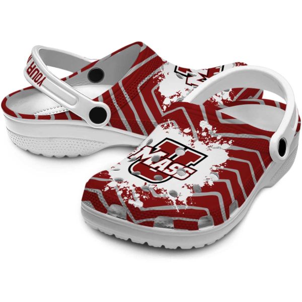 personalized umass minutemen zigzag paint burst clog high quality