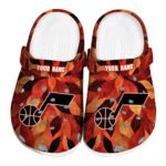 personalized utah jazz autumn leaves clog best selling