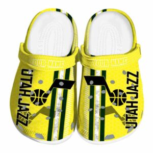 personalized utah jazz contrasting stripes clog best selling
