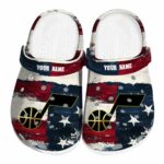personalized utah jazz patriotic stripes clog best selling