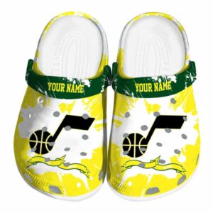 personalized utah jazz splatter pattern clog best selling
