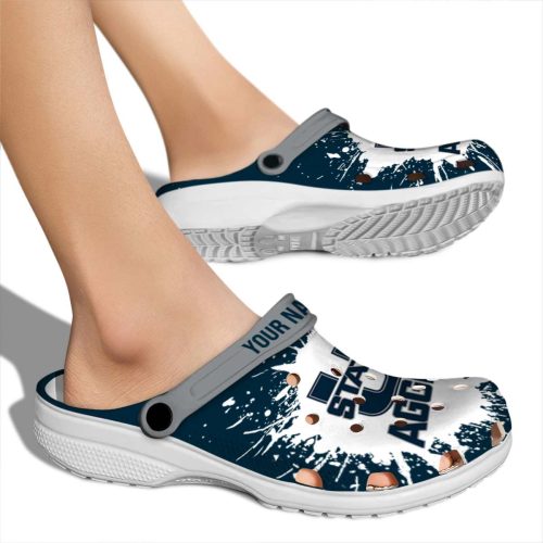 personalized utah state aggies splash art clog fashion forward