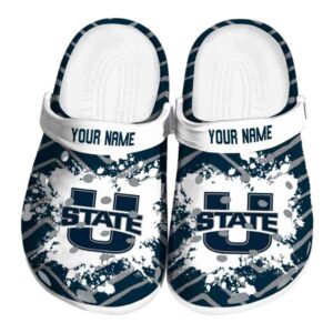 personalized utah state aggies zigzag paint burst clog best selling
