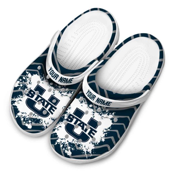 personalized utah state aggies zigzag paint burst clog latest model