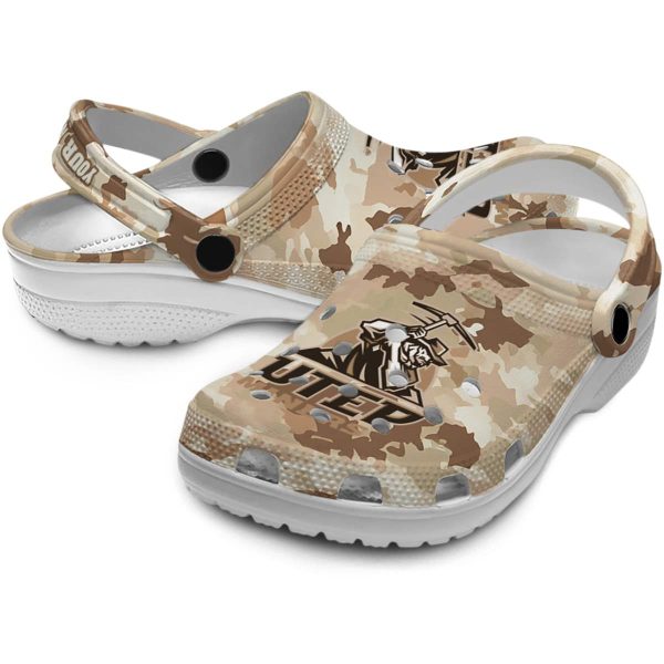 personalized utep miners desert camo clog high quality