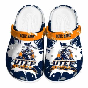 personalized utep miners splatter pattern clog best selling