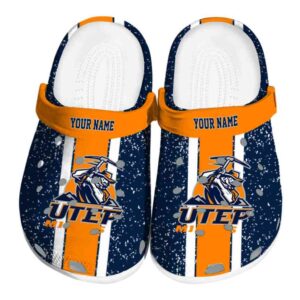 personalized utep miners vertical stripes clog best selling