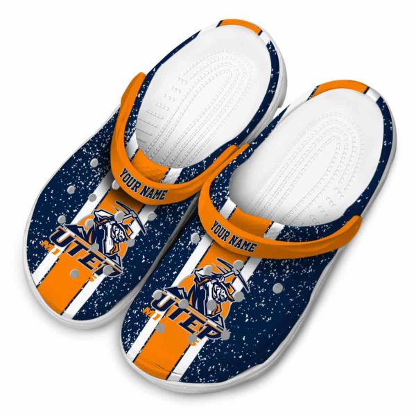 personalized utep miners vertical stripes clog latest model