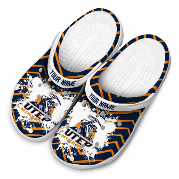 personalized utep miners zigzag paint burst clog latest model