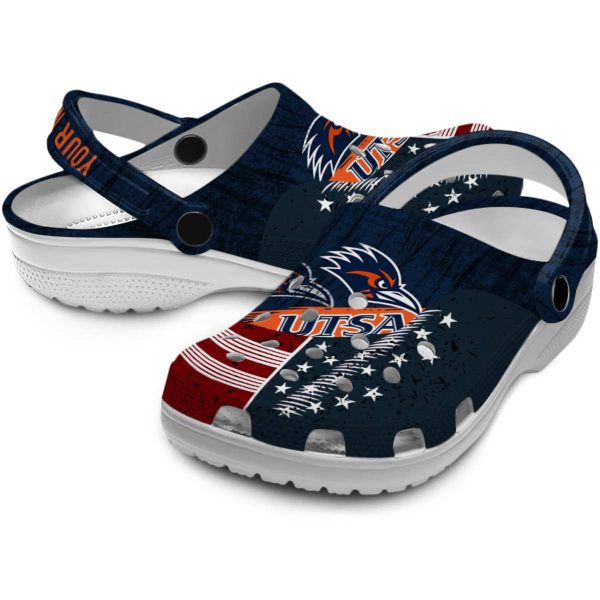 personalized utsa roadrunners star spangled side pattern clog high quality