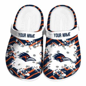 personalized utsa roadrunners zigzag paint burst clog best selling