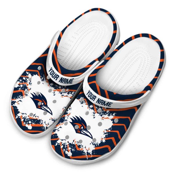 personalized utsa roadrunners zigzag paint burst clog latest model