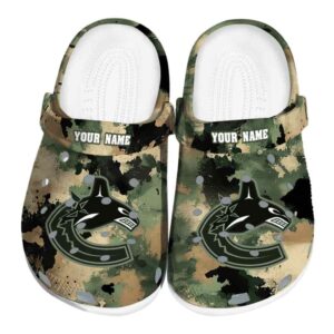 personalized vancouver canucks camouflage craze clog best selling