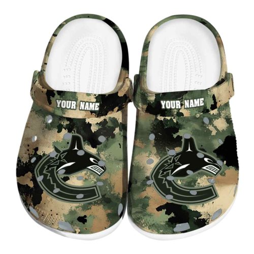 personalized vancouver canucks camouflage craze clog best selling