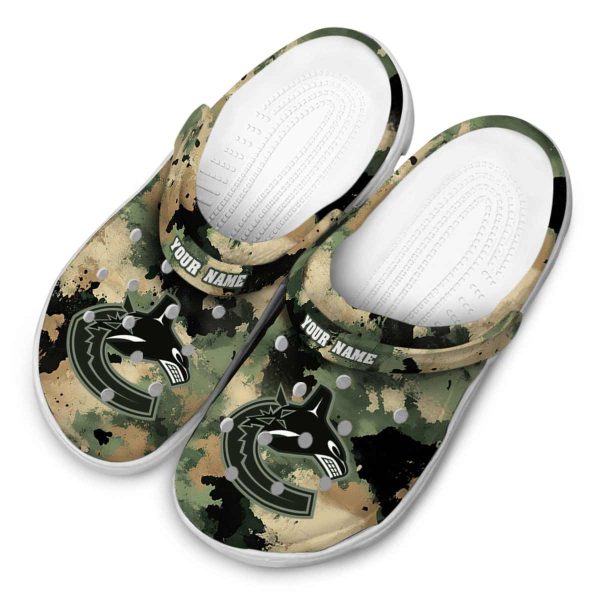 personalized vancouver canucks camouflage craze clog latest model