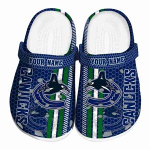 personalized vancouver canucks contrasting stripes clog best selling
