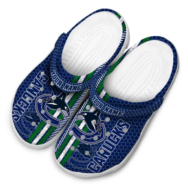 personalized vancouver canucks contrasting stripes clog latest model