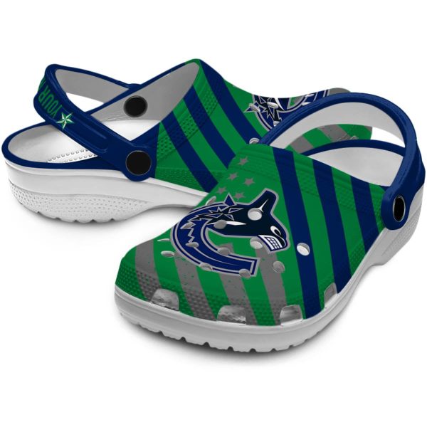 personalized vancouver canucks star spangled graphic clog high quality