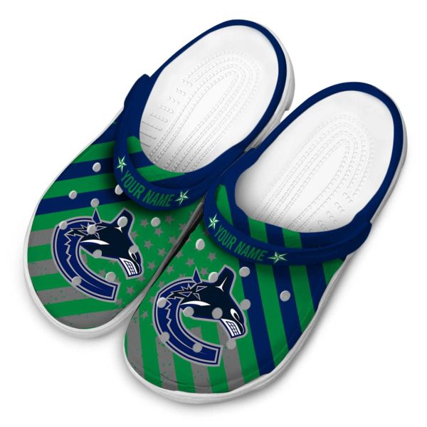 personalized vancouver canucks star spangled graphic clog latest model