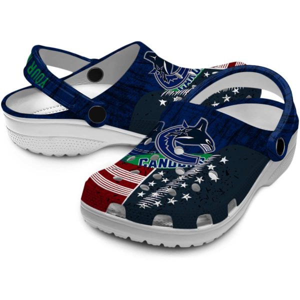 personalized vancouver canucks star spangled side pattern clog high quality