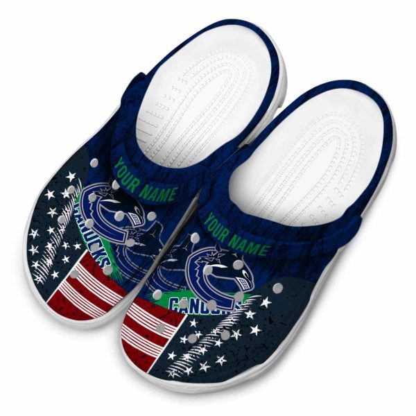 personalized vancouver canucks star spangled side pattern clog latest model