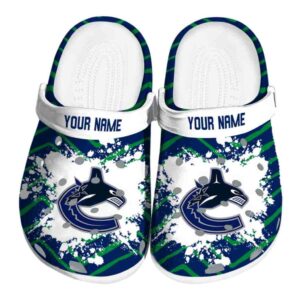 personalized vancouver canucks zigzag paint burst clog best selling