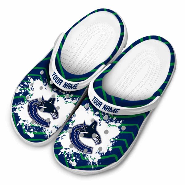 personalized vancouver canucks zigzag paint burst clog latest model