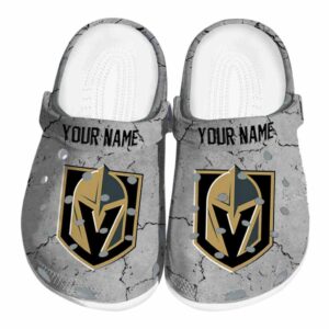 personalized vegas golden knights cracked texture clog best selling