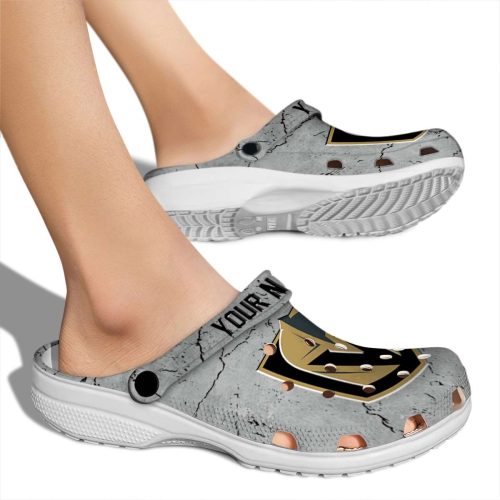 personalized vegas golden knights cracked texture clog fashion forward