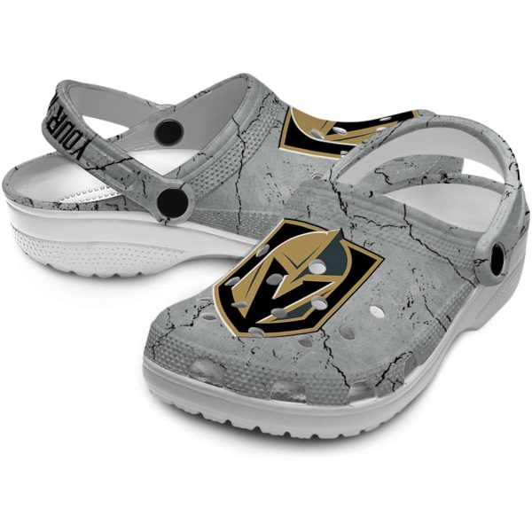 personalized vegas golden knights cracked texture clog high quality