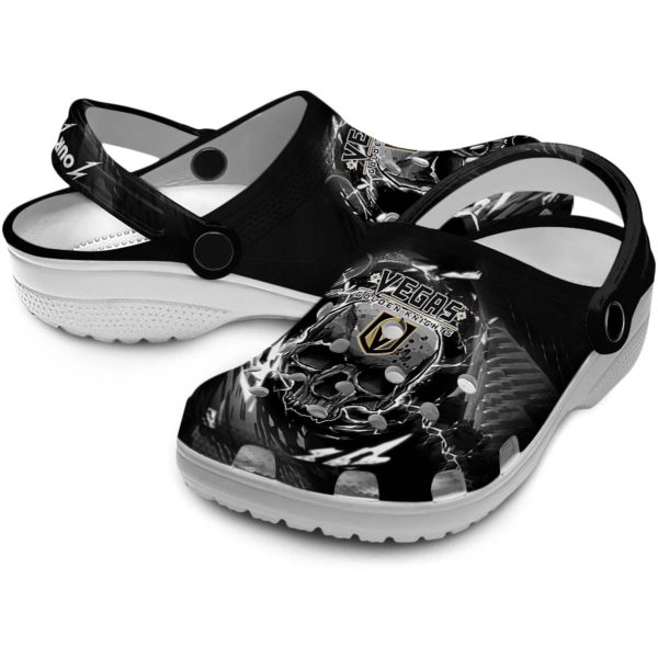 personalized vegas golden knights gothic skull clog high quality