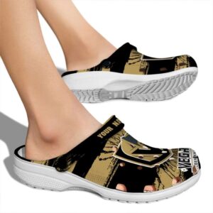 personalized vegas golden knights paint splatter graphics clog fashion forward