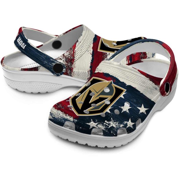 personalized vegas golden knights patriotic stripes clog high quality