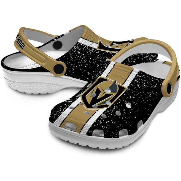 personalized vegas golden knights vertical stripes clog high quality