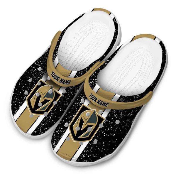 personalized vegas golden knights vertical stripes clog latest model