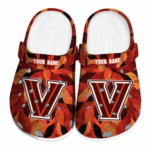personalized villanova wildcats autumn leaves clog best selling