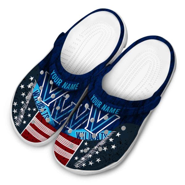 personalized villanova wildcats star spangled side pattern clog latest model
