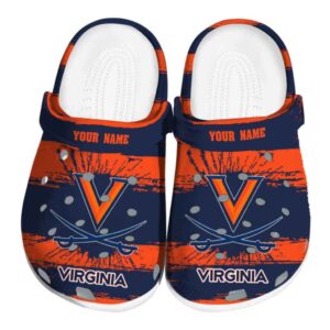 personalized virginia cavaliers paint splatter graphics clog best selling