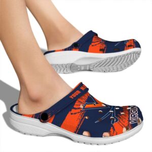 personalized virginia cavaliers paint splatter graphics clog fashion forward