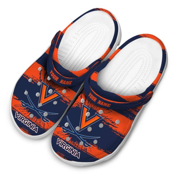 personalized virginia cavaliers paint splatter graphics clog latest model