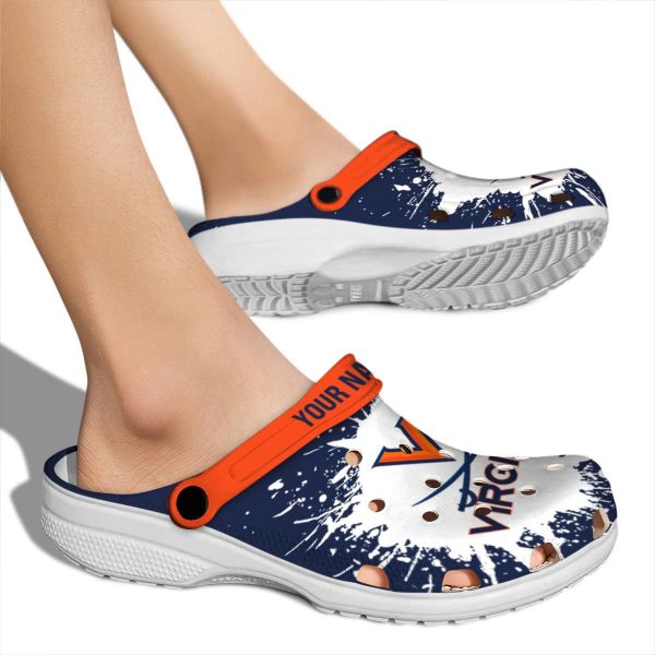 personalized virginia cavaliers splash art clog fashion forward