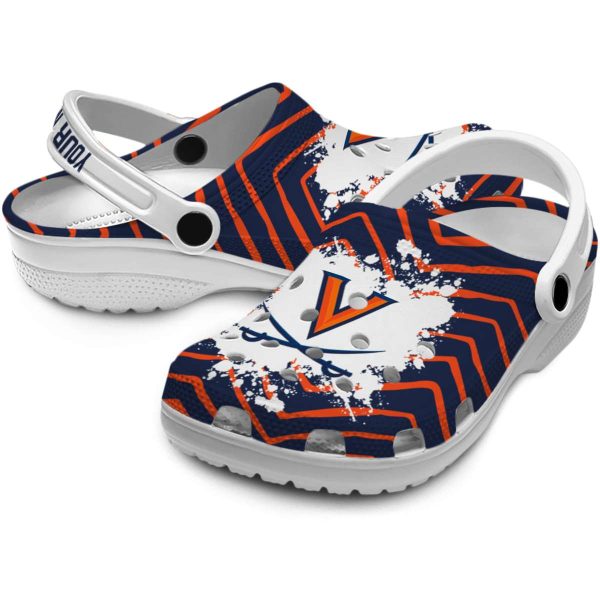 personalized virginia cavaliers zigzag paint burst clog high quality