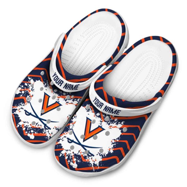 personalized virginia cavaliers zigzag paint burst clog latest model