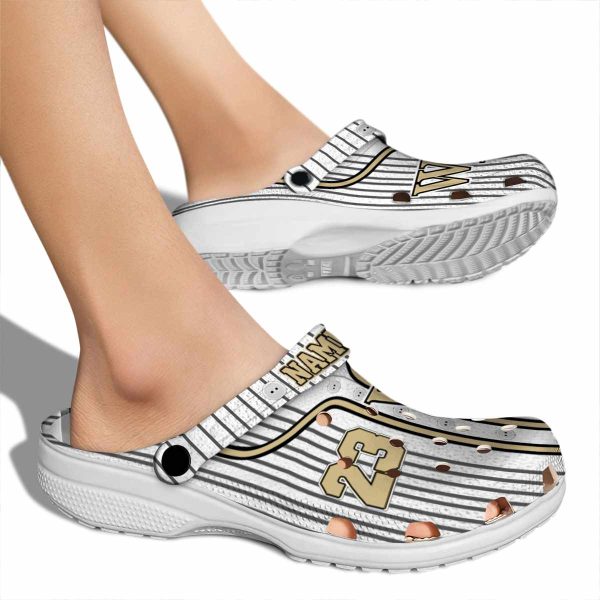 personalized wake forest demon deacons pinstripe pattern clog fashion forward