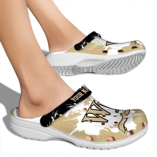 personalized wake forest demon deacons splatter pattern clog fashion forward