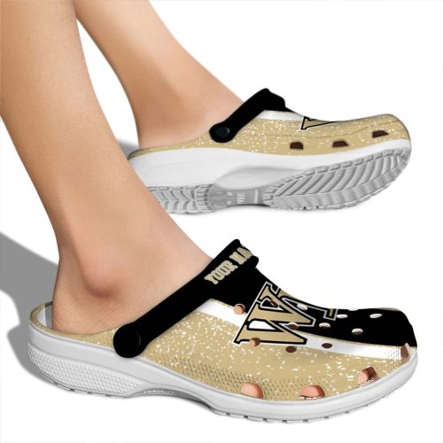 personalized wake forest demon deacons vertical stripes clog fashion forward