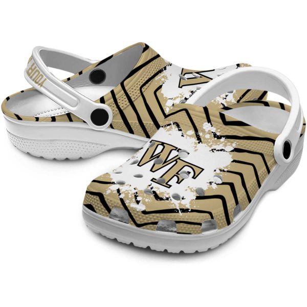 personalized wake forest demon deacons zigzag paint burst clog high quality
