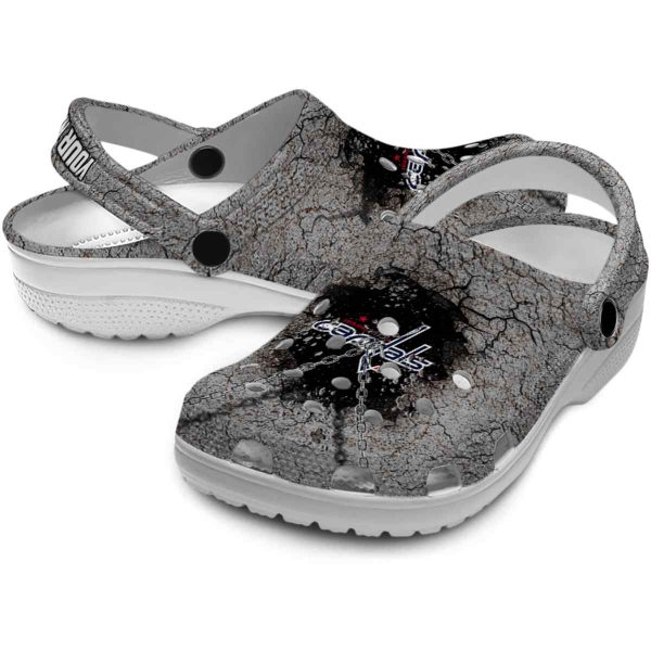 personalized washington capitals cracked ground texture clog high quality